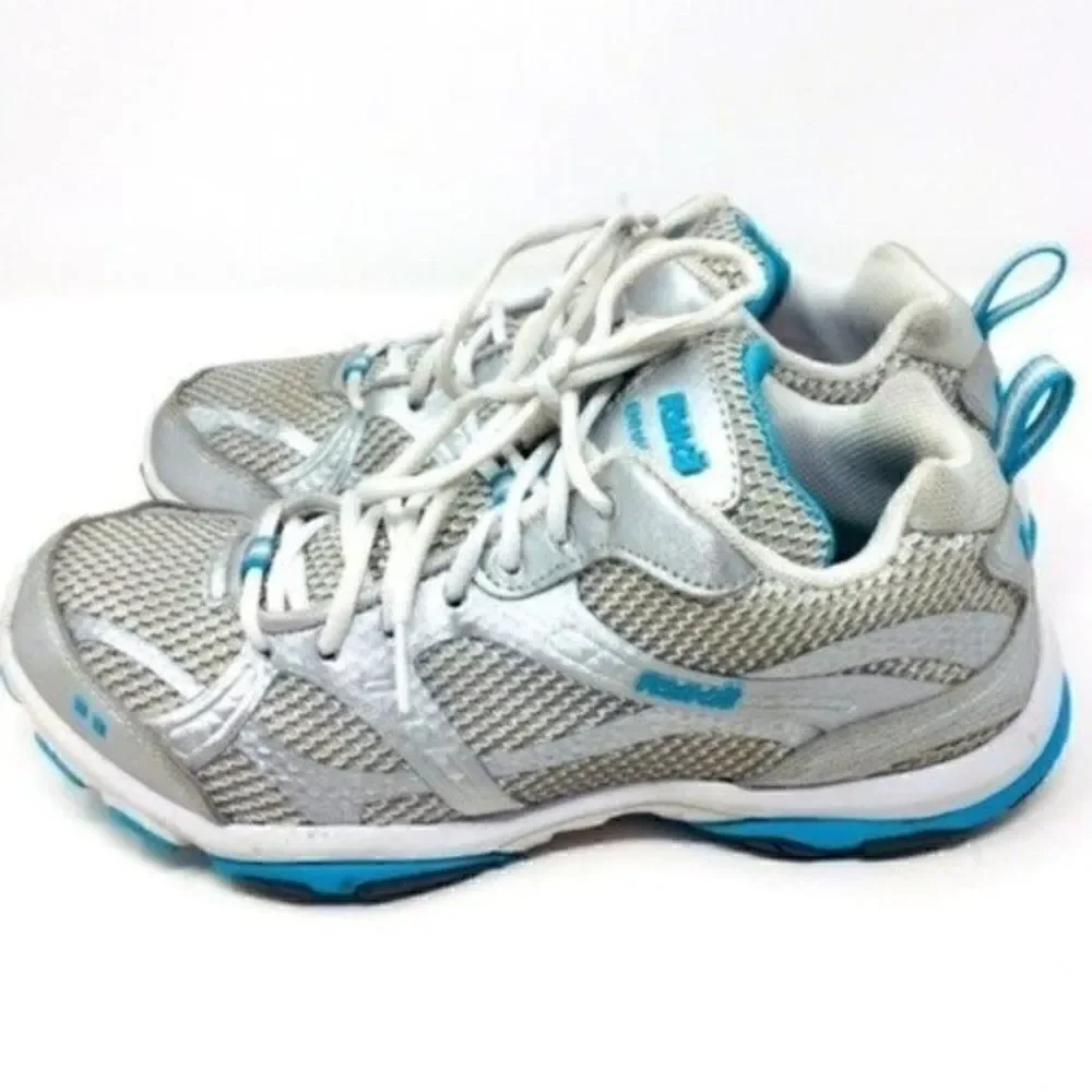Ryka Enhance 2 gray silver and blue lace up sneakers 7.5 BoxC vintage style